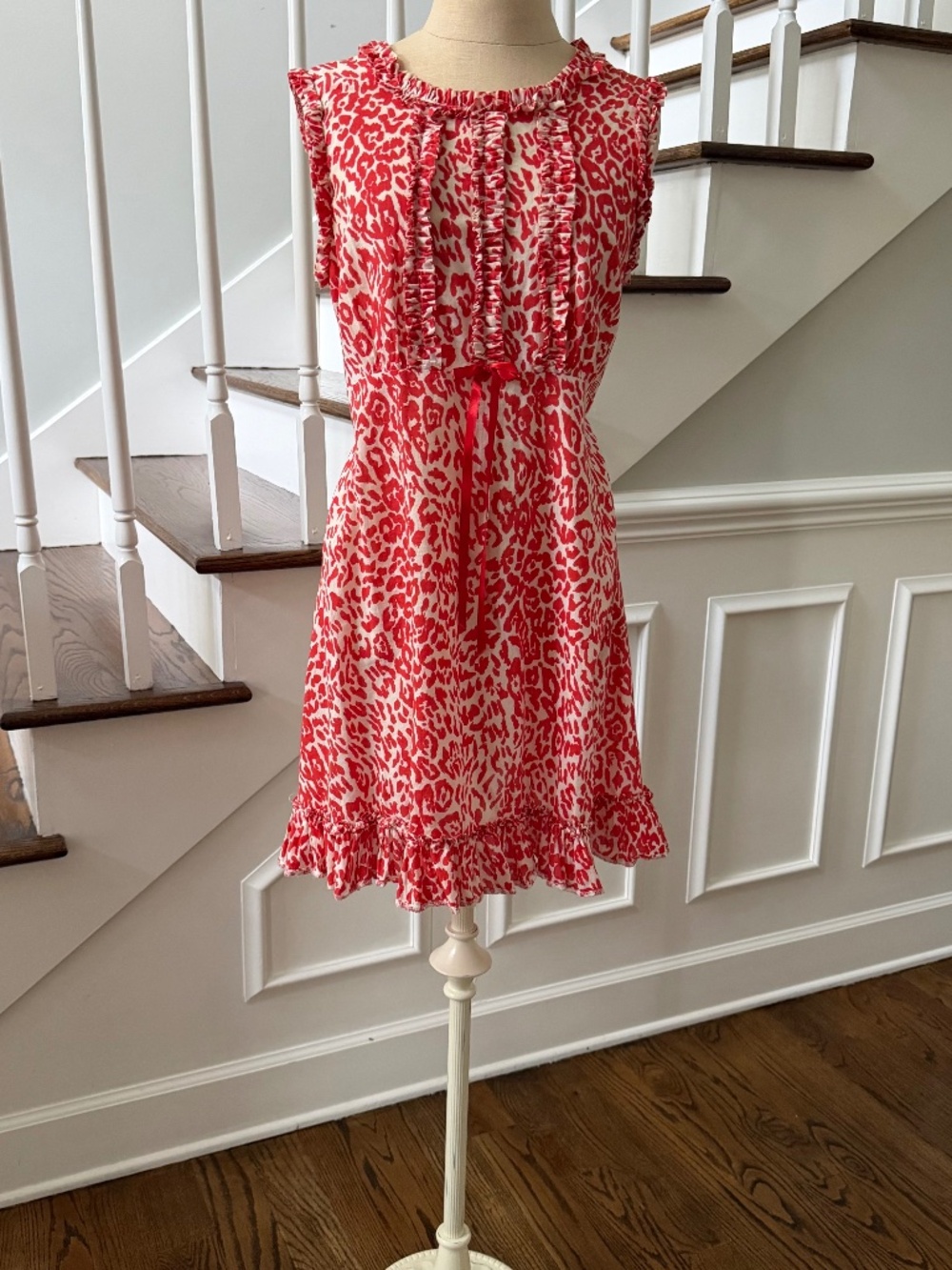 Dolly Dare orange and cream Leopard Print Mini Dress made in England